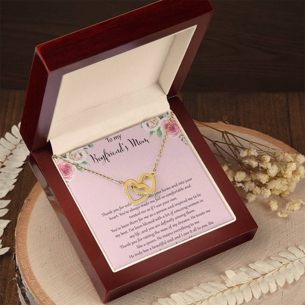 To My Boyfriends Mom - Pink Interlocking Hearts Necklace