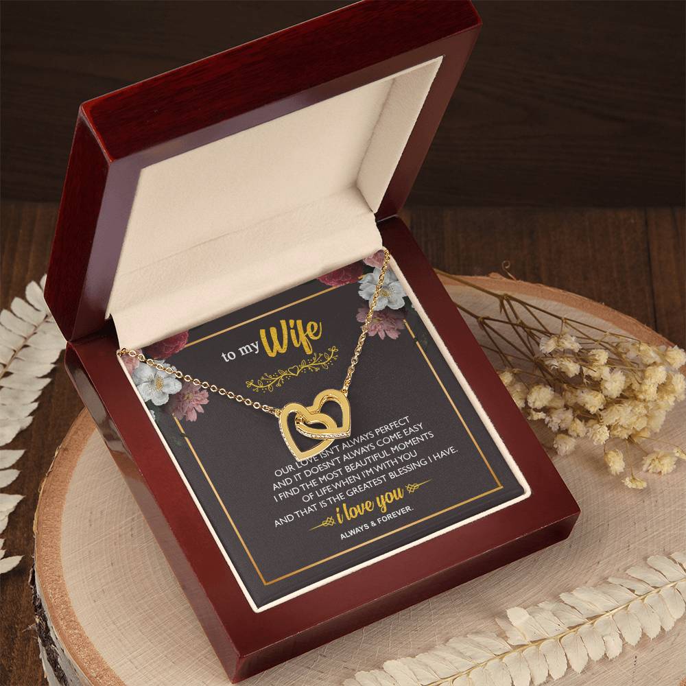 To My Wife - Interlocking Hearts - So40 Interlocking Hearts Necklace