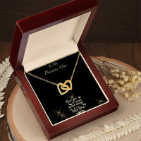 Never Give Up - Black Background Interlocking Hearts Necklace