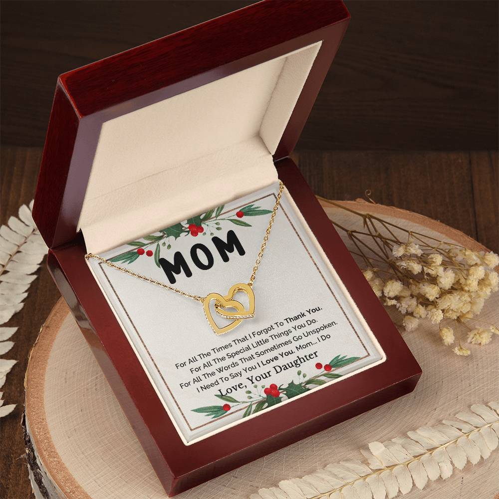 To Mom - I Love You Interlocking Heart Necklace Interlocking Hearts Necklace