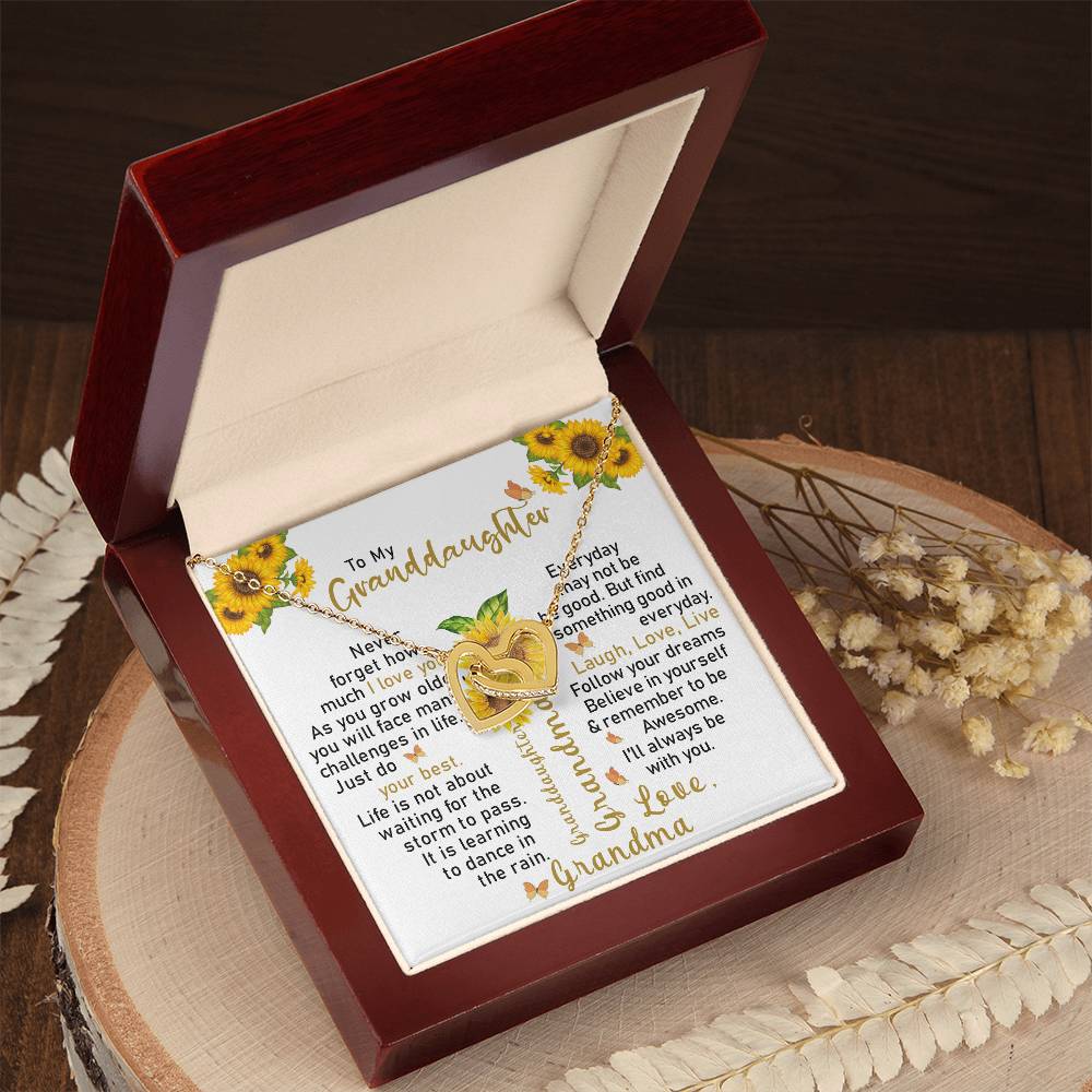 To My Granddaughter - Interlocking Hearts Necklace