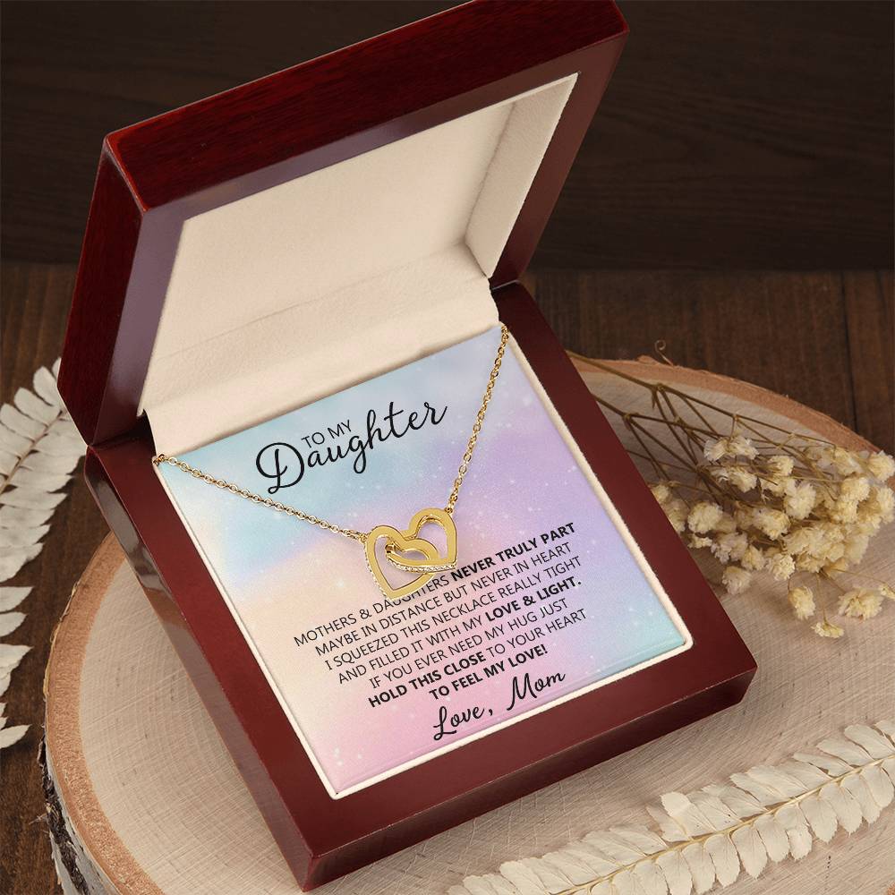 To My Daughter - Unique Interlocking Hearts Binding Necklace Gift Set Interlocking Hearts Necklace