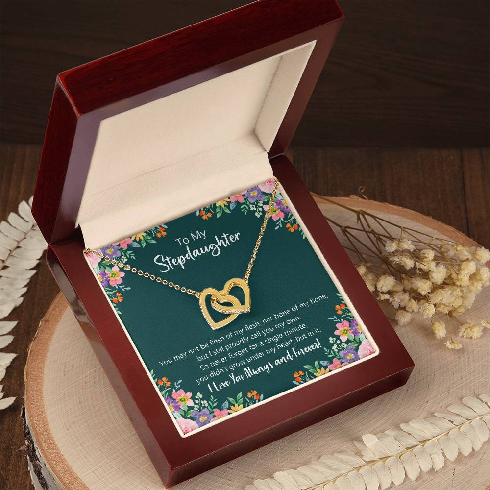 I Proudly Call You My Own - Stepdaughter Gift Necklace Interlocking Hearts Necklace