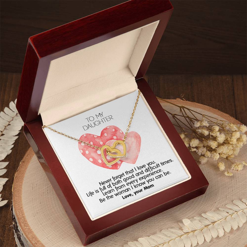 Never Forget That I Love You - Unique Gift For Daughter Interlocking Hearts Necklace