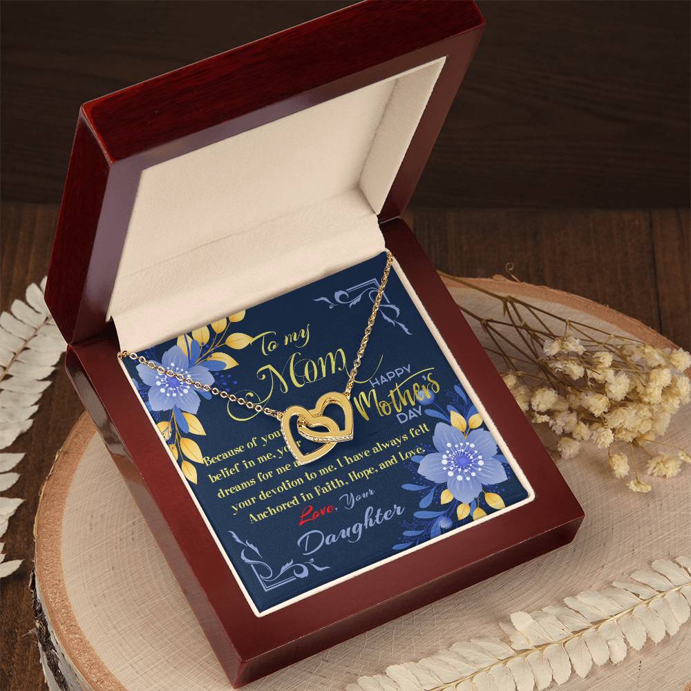 Interlocked Hearts Necklace Gift Set - From Daughter To Mom Interlocking Hearts Necklace