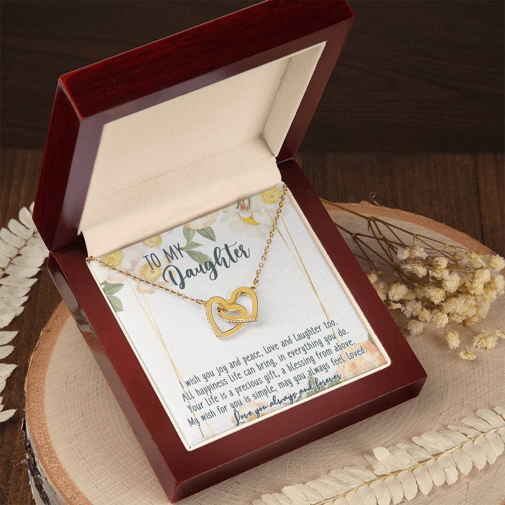 To My Daughter Interlocking Hearts Necklace Message Card