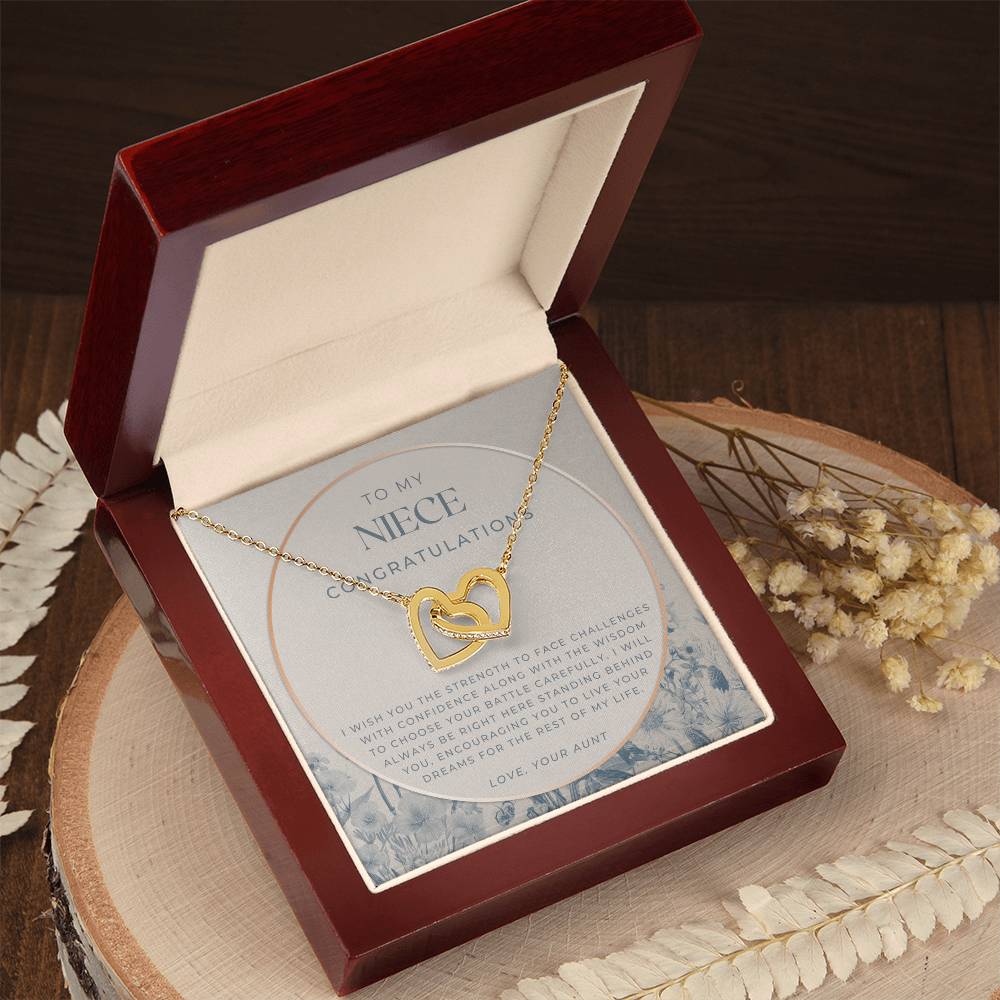 To My Niece Live Your Dreams Necklace Gift For Niece From Aunt Niece Birthday Graduation Christmas Present Interlocking Hearts Necklace