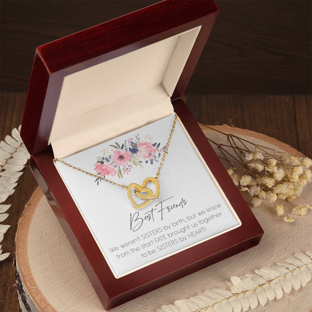 Best Friends Sister Interlocking Hearts Necklace Birthday Message Card Gift