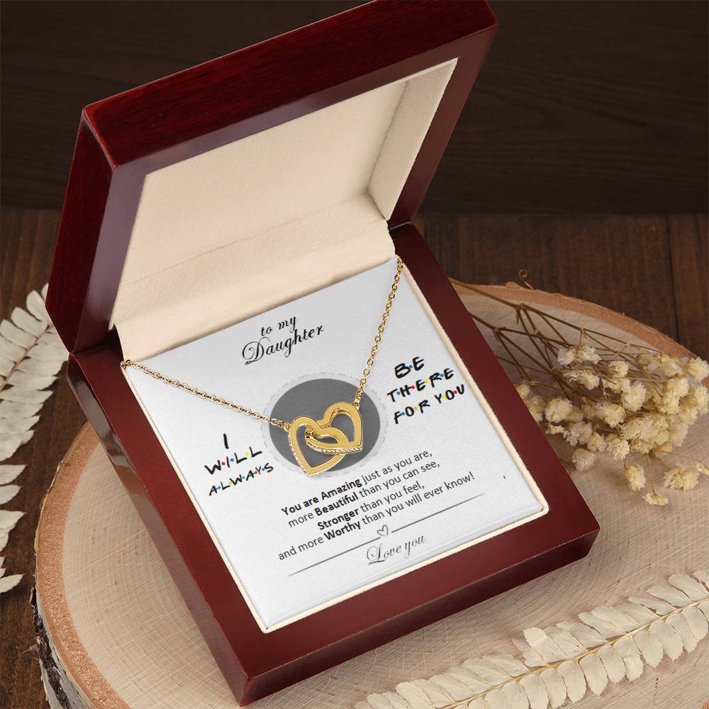 To My Daughter - Always There For You Necklace Interlocking Hearts Necklace