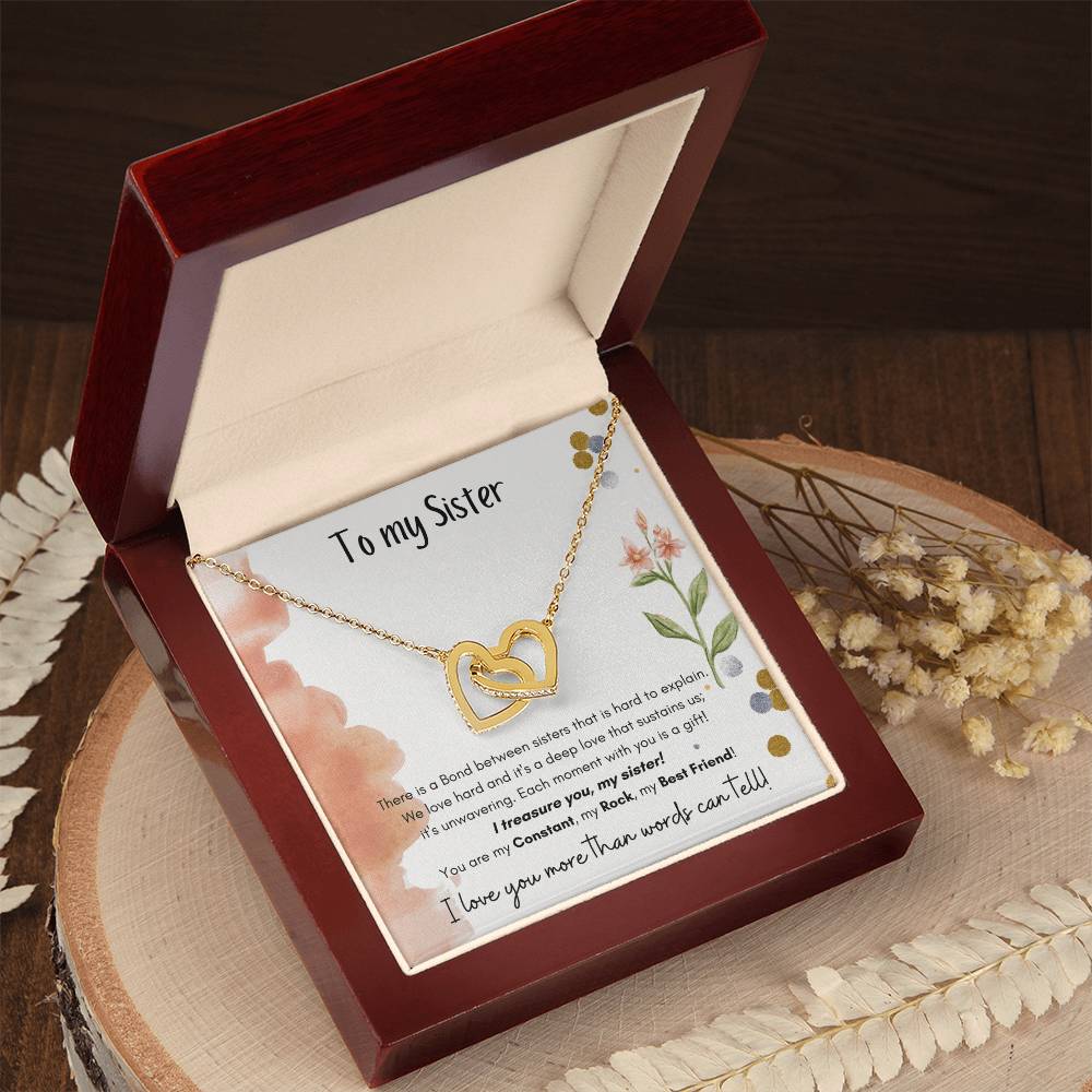 To My Sister Interlocking Hearts Necklace
