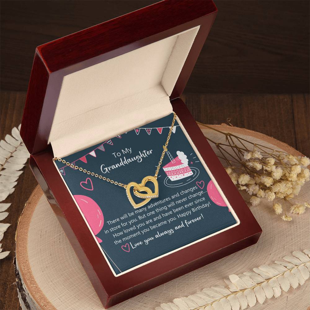 To My Granddaughter - How Lovely You Are Happy Birthday Necklace Interlocking Hearts Necklace