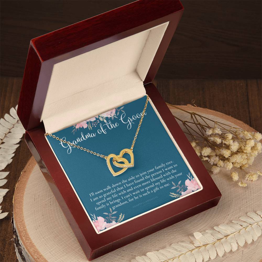 Grandmother Of The Groom Gift Necklace Grandma Wedding Gift Nana Bridal Shower Rehearsal Dinner Thank You Gift Interlocking Hearts Necklace