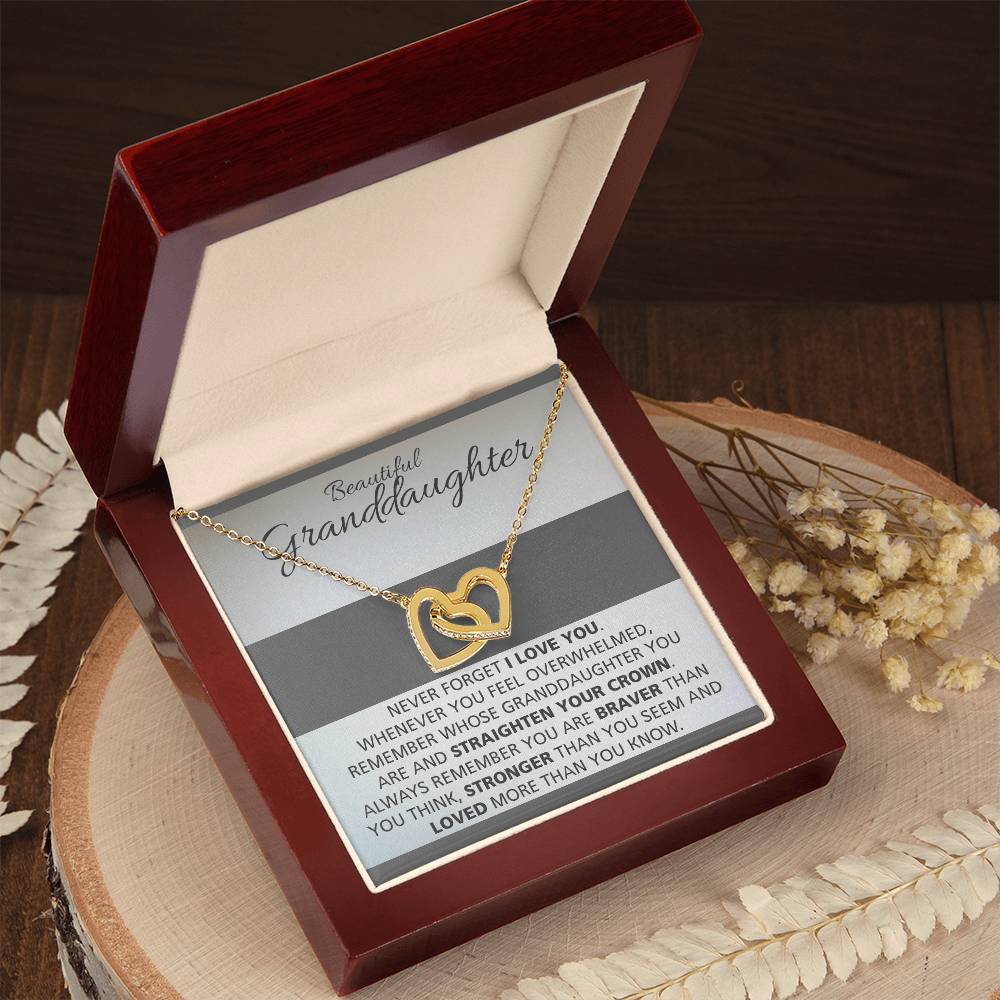 Granddaughters - Straighten Crown Necklace Interlocking Hearts Necklace