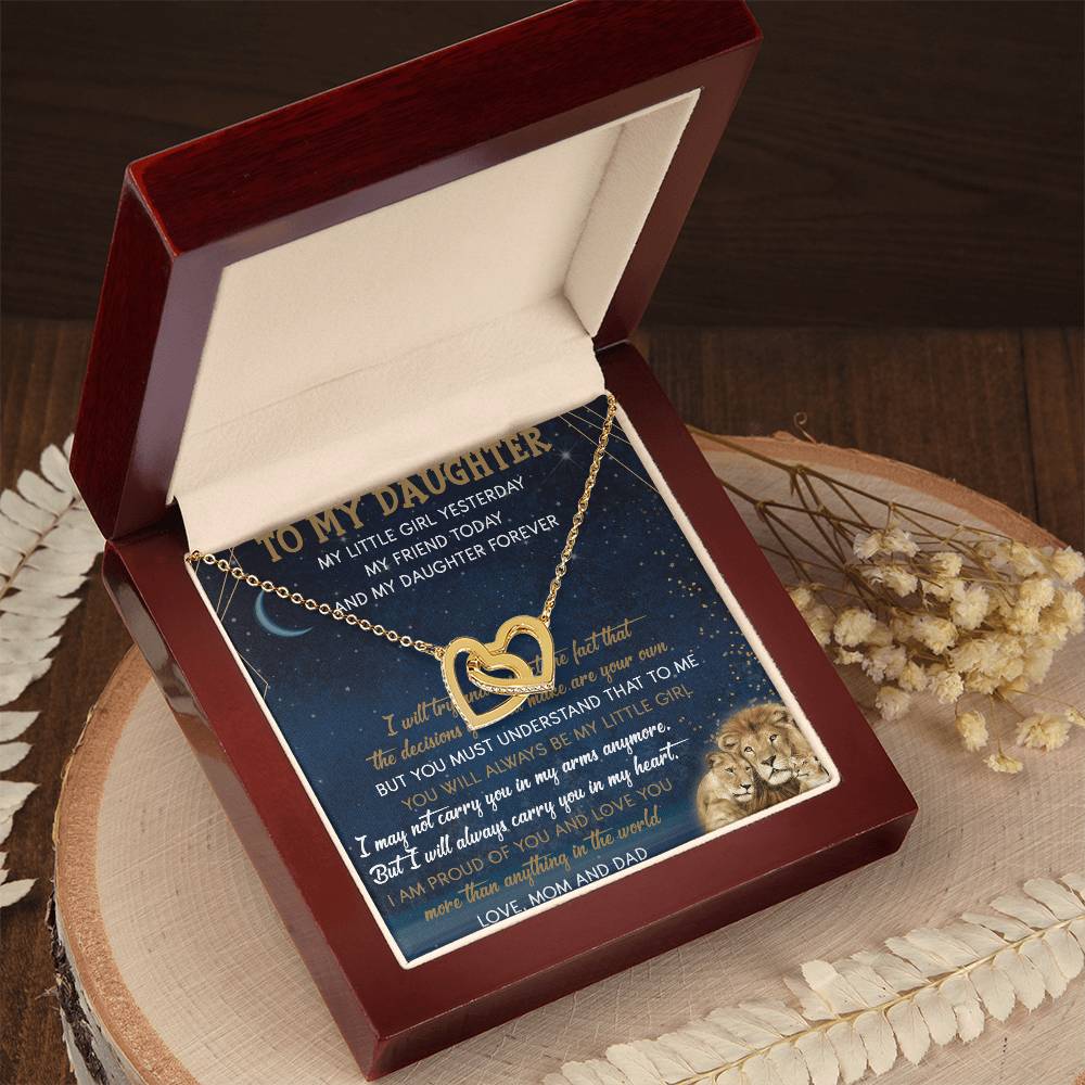 To My Daughter Interlocking Hearts Necklace Message Card