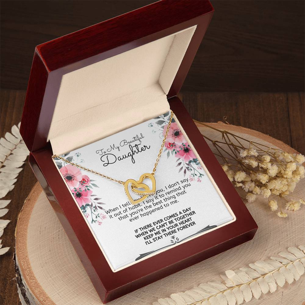 To My Daughter-Interlocking Hearts Necklace