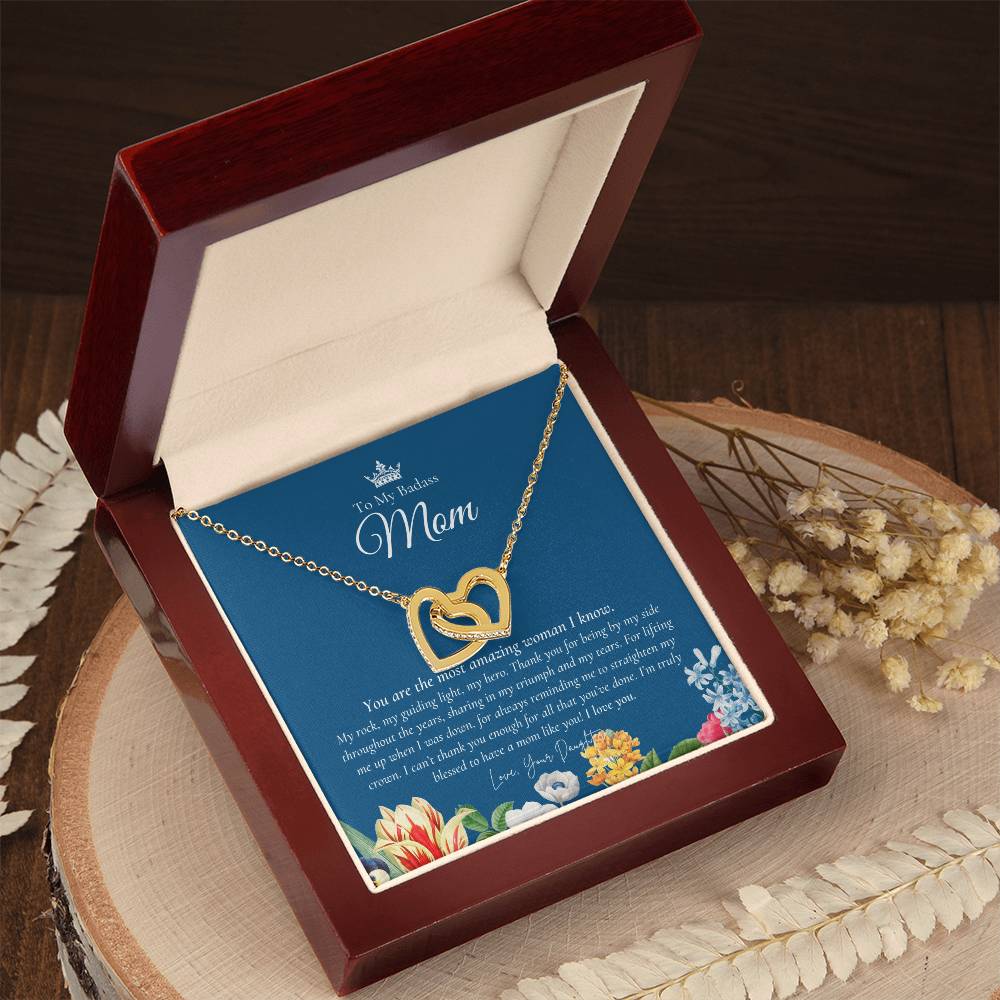 To My Badass Mom Necklace Badass Mom Gift Mother’S Day Gift Birthday Gift Gift From Daughter On Wedding Day Interlocking Hearts Necklace
