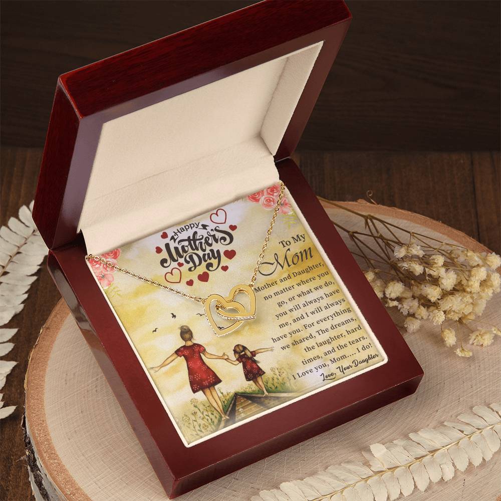 Mothers Day Gift For Mom Interlocking Hearts Necklace
