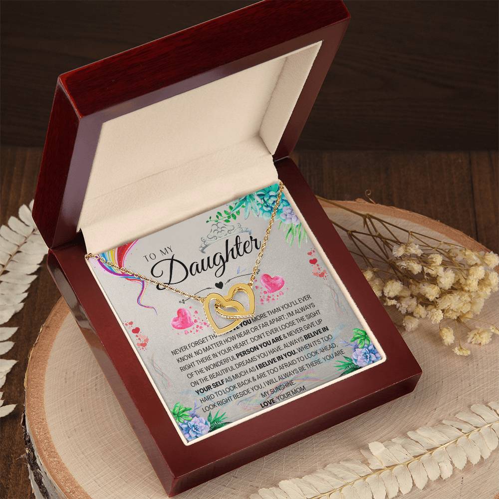 To My Daughter Interlocking Hearts Necklace