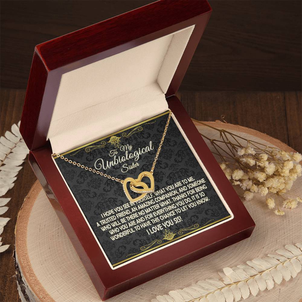 To My Unbiological Sister - Interlocking Hearts Necklace - Eudora Collection
