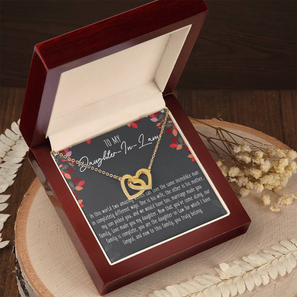To My Daughter-In-Law Interlocking Hearts Necklace Message Card
