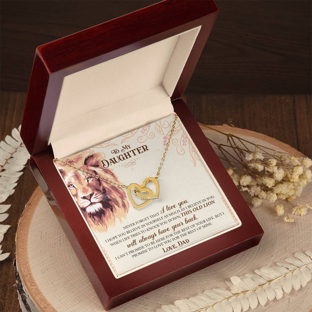 To My Daughter - This Old Lion - Necklace Interlocking Hearts Necklace