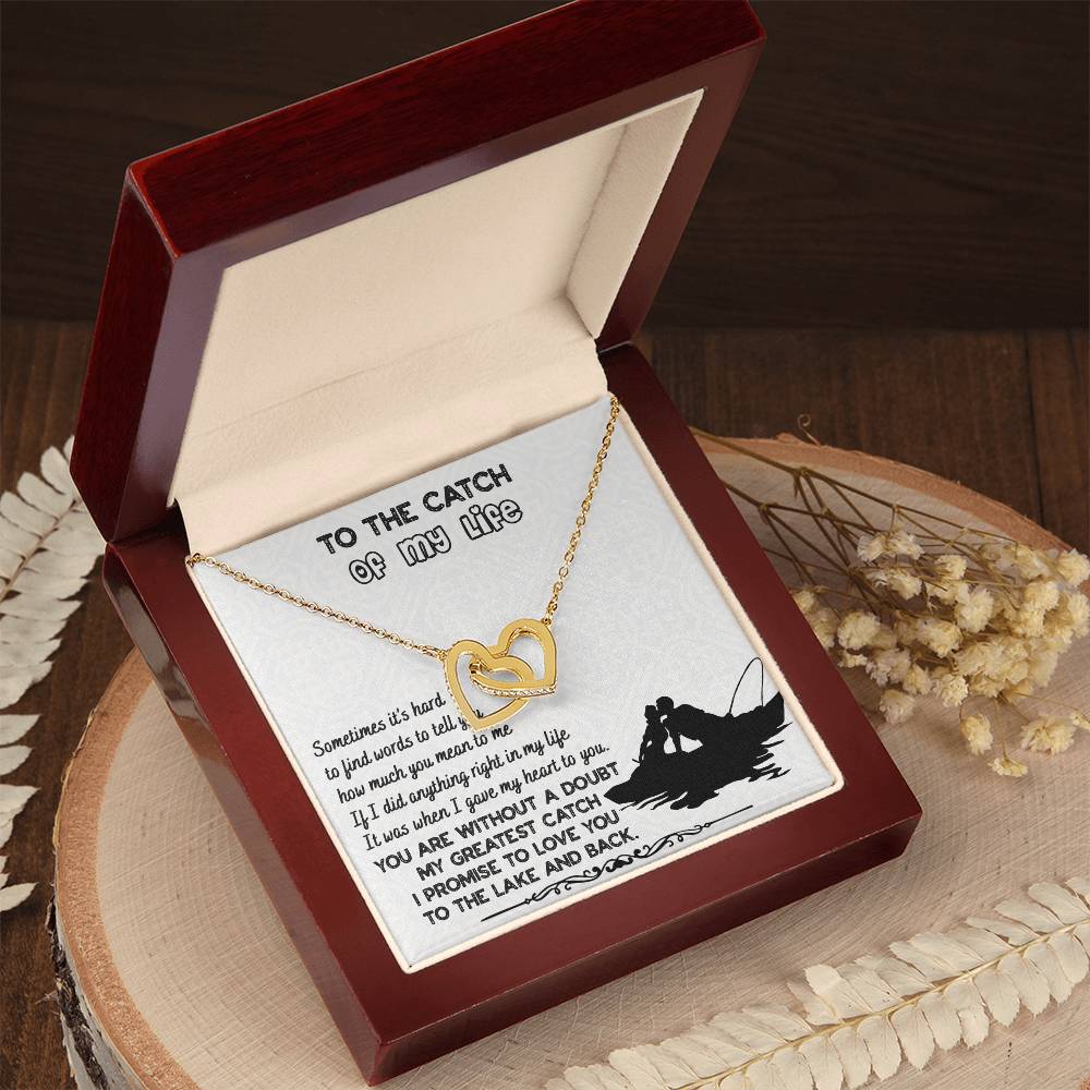 To The Catch Of My Life Knot Necklace & Earring Gift Set For Her Handmade Jewelry Interlocking Hearts Necklace