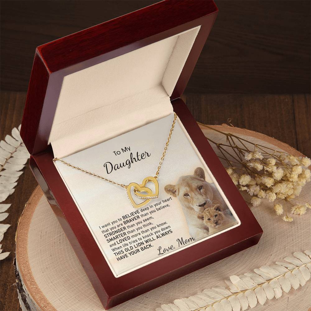 To My Daughter Necklace Gift From Mom On Birthday Graduation Daughter Grown Up Daughter Interlocking Hearts Necklace