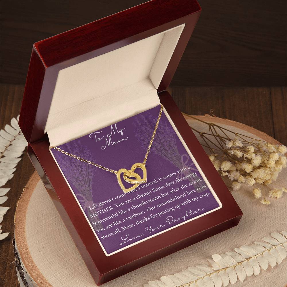 To Mom From Daughter Necklace. Happy Mother'S Day! Interlocking Hearts Necklace