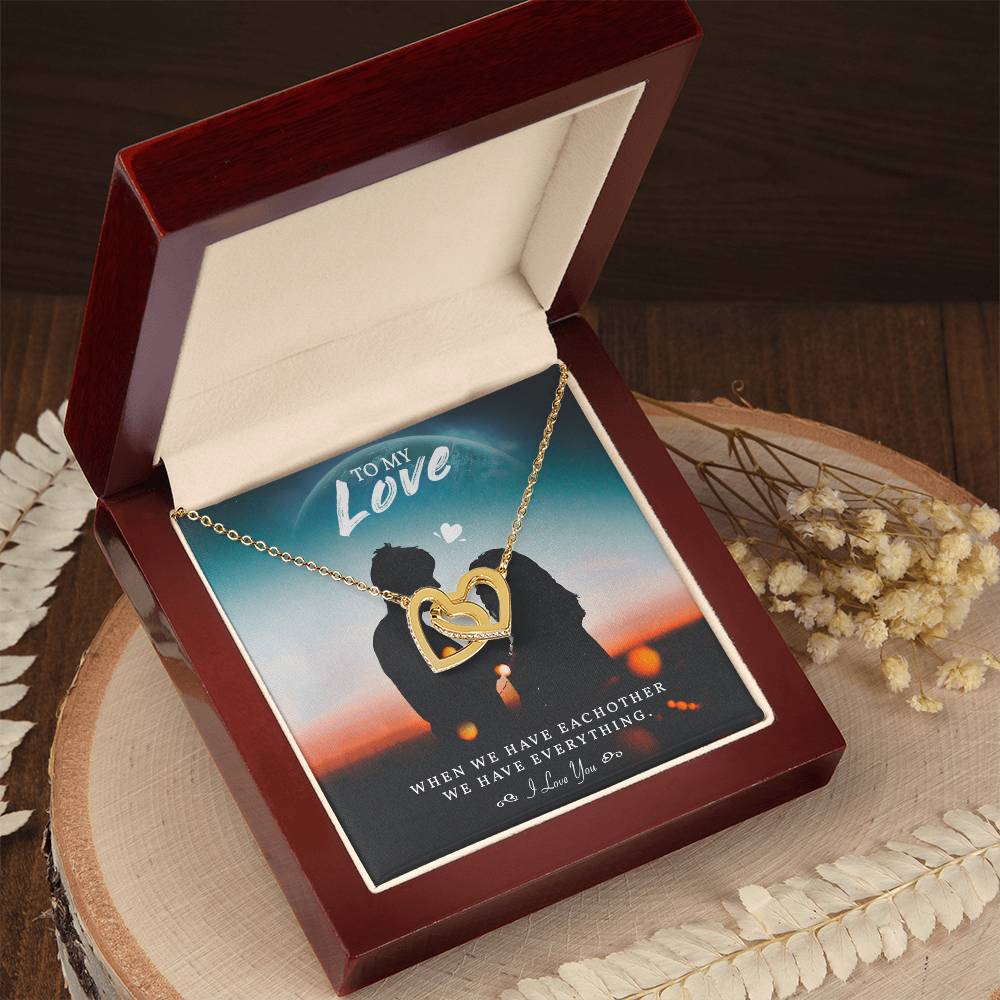 To My Love Necklace For Soulmate Jewelry For Soulmate Romantic Meaningful Valentine’S Day Gift Anniversary Birthday Gift For Her Interlocking Hearts Necklace