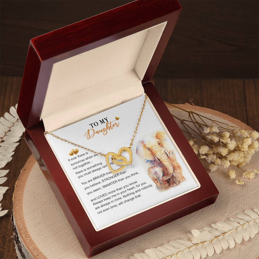 To My Daughter Necklace From Elephant Mom Interlocking Hearts Necklace