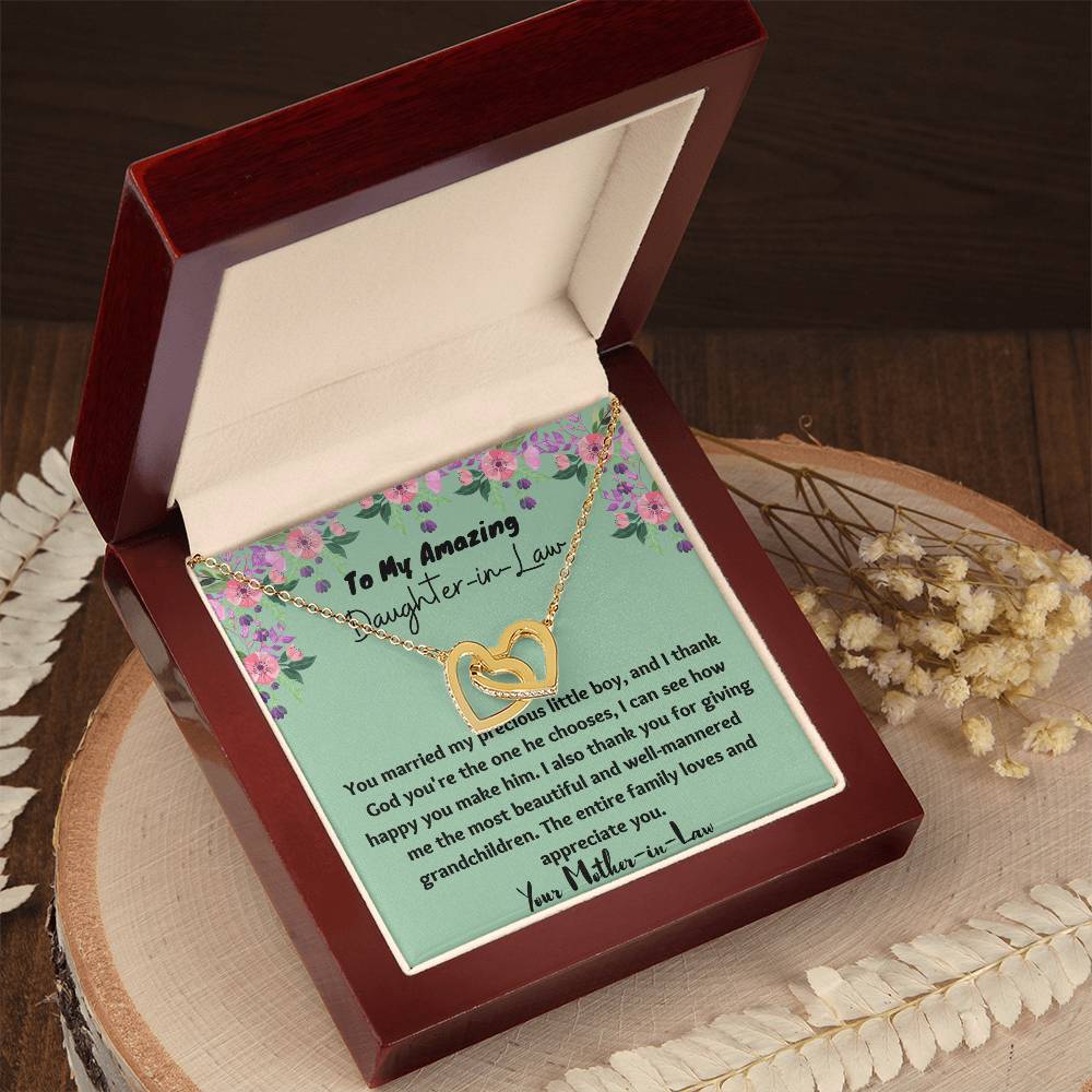 To My Amazing Daughter-In-Law Necklace - $10 Off Interlocking Hearts Necklace