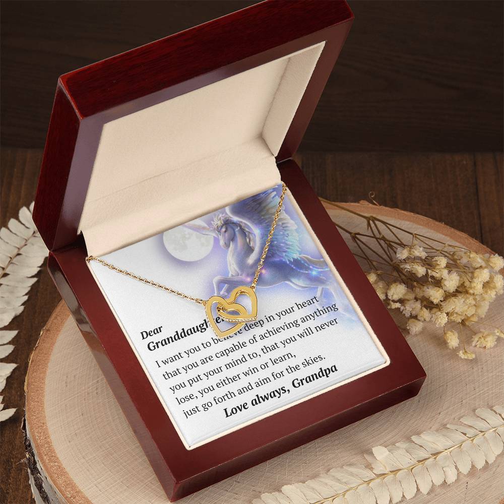 Dear Granddaughter Pegasus Necklace Interlocking Hearts Necklace