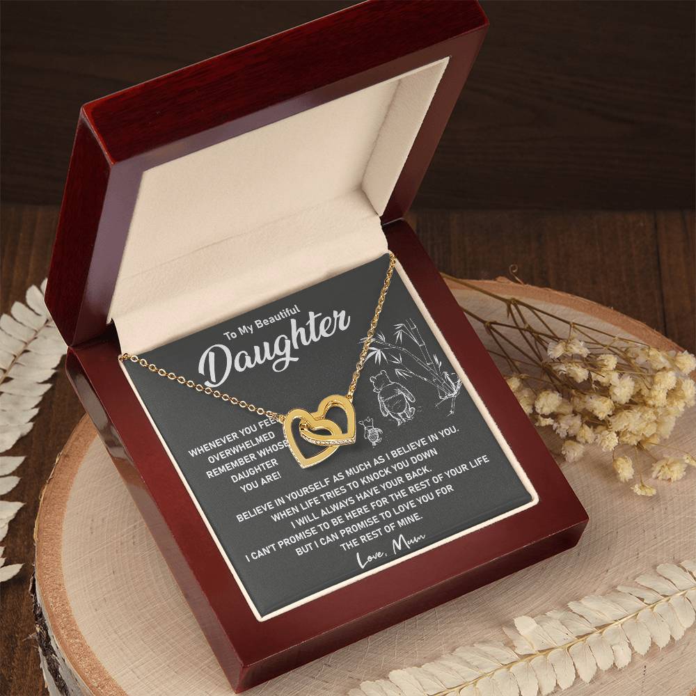 To My Daughter - I Will Love You For The Rest Of Mine - Necklace Interlocking Hearts Necklace