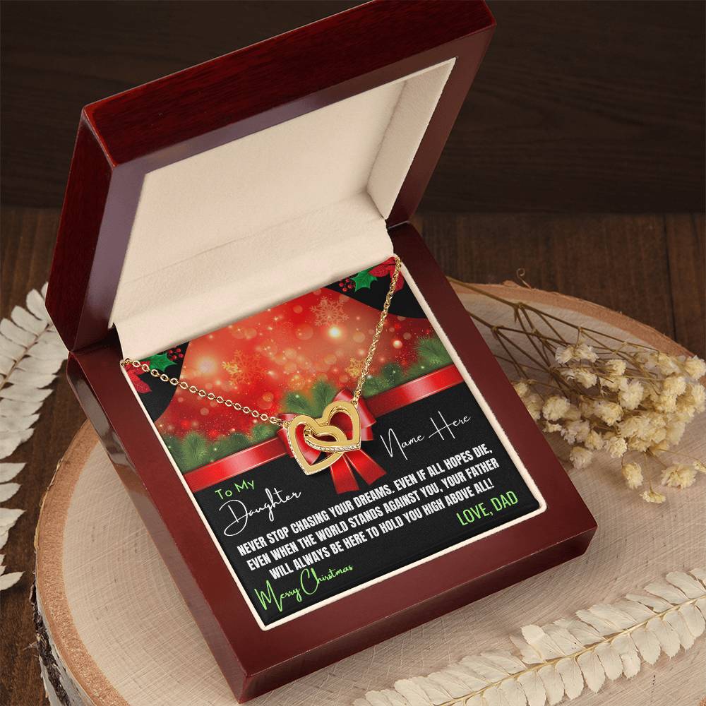 Artistic Christmas Necklace For Daughter Personalized Interlocking Hearts Necklace