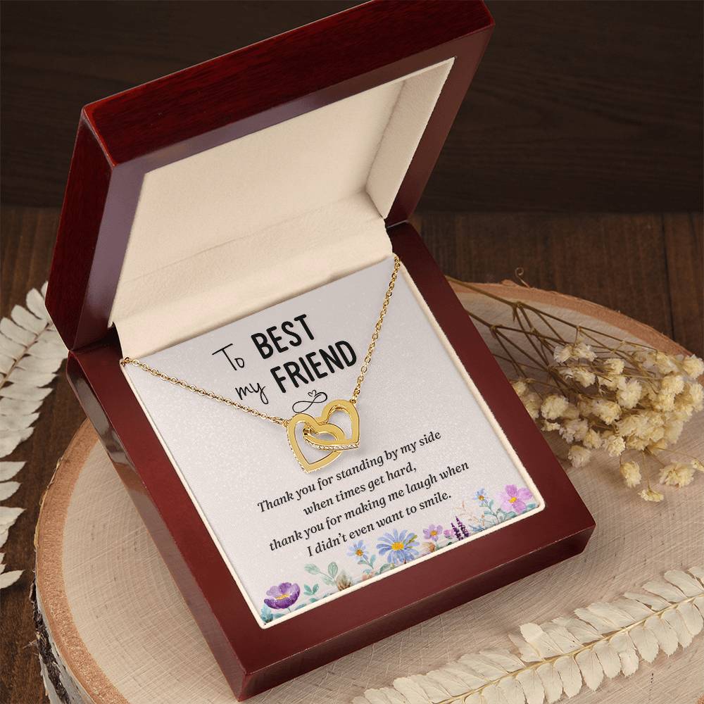 To My Best Friend-Thank You Interlocking Hearts Necklace
