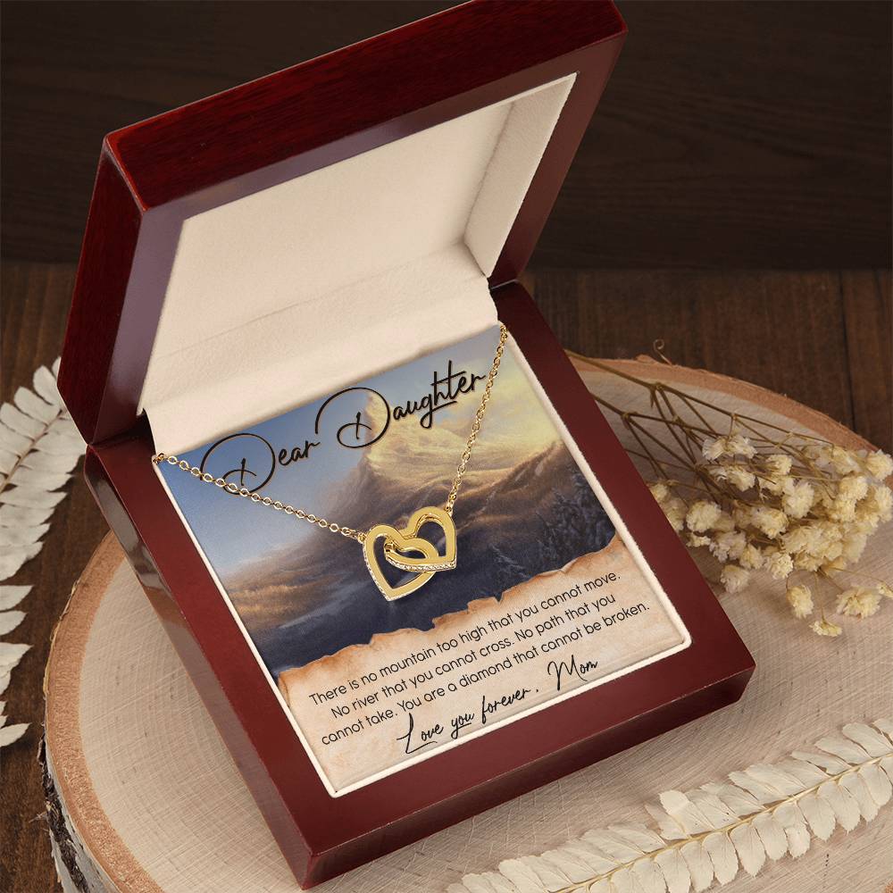 Dear Daughter Interlocking Hearts Necklace Message Card