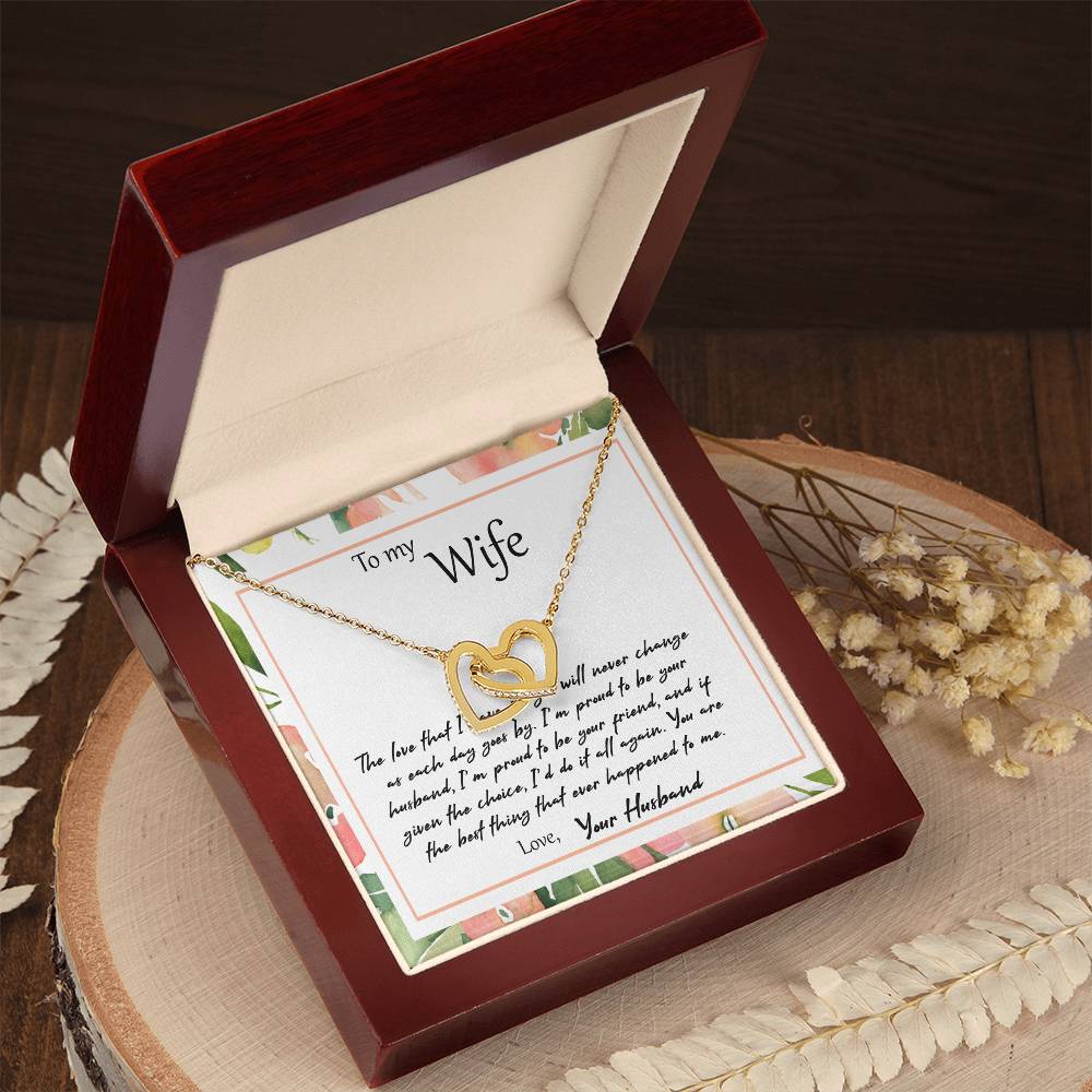 To My Wife The Love That I Have For You - Leaf Interlocking Hearts Necklace