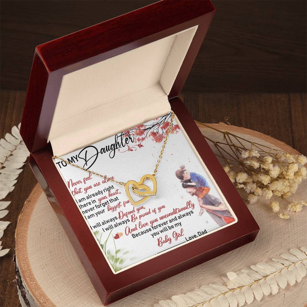 To My Daughter Interlocking Hearts Necklace Message Card