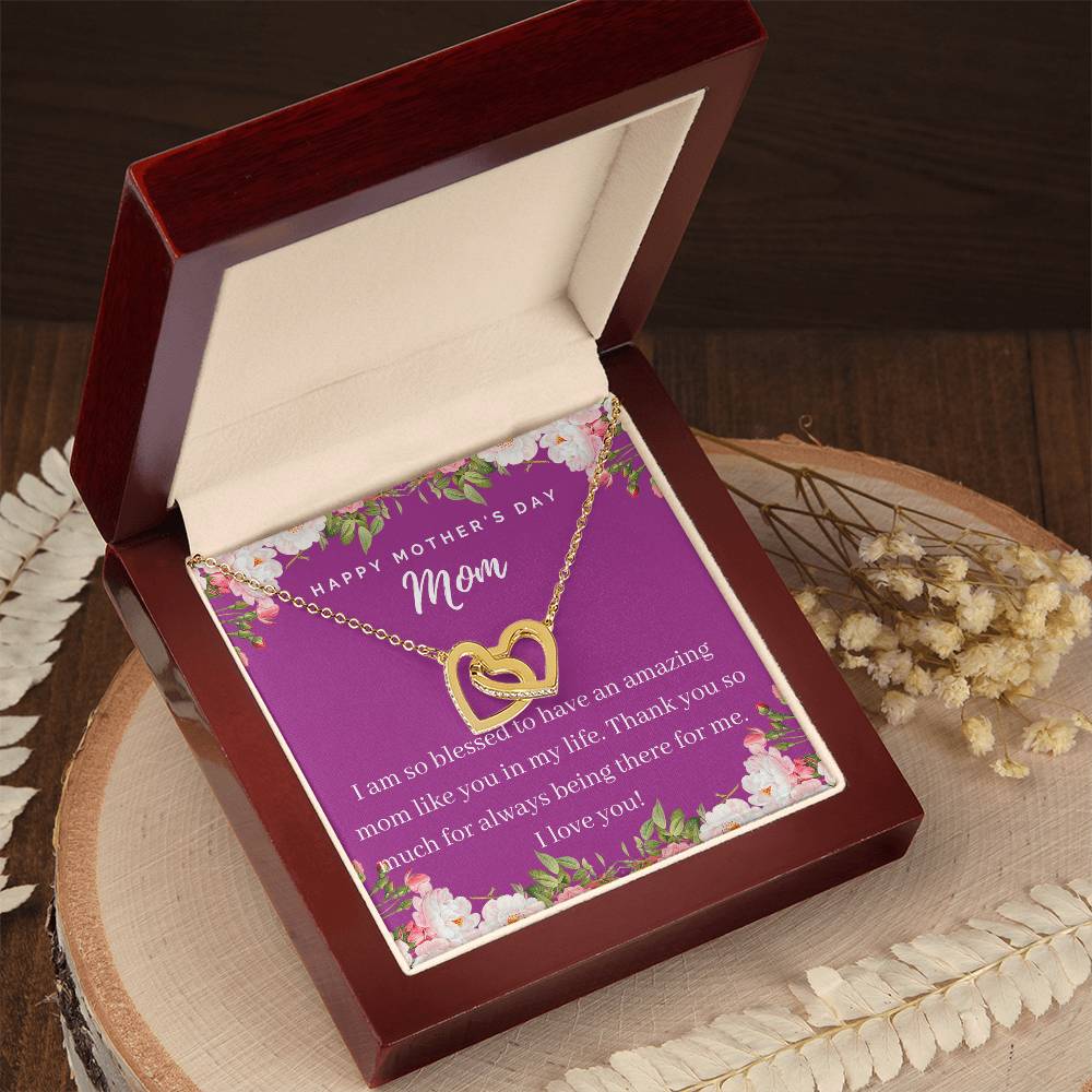 Happy Mother'S Day Mom - Interlocking Hearts Necklace