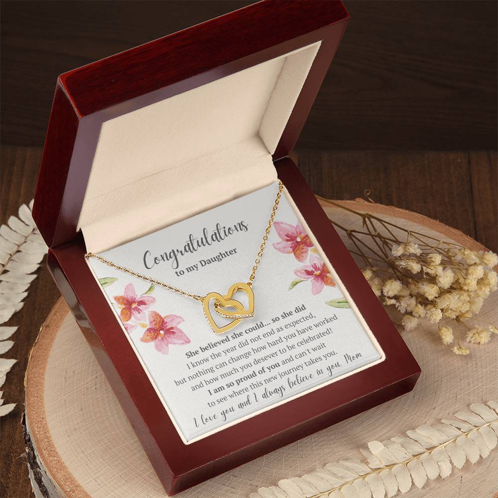 Graduation Congratulations Daughter Interlocked Hearts Necklace Interlocking Hearts Necklace
