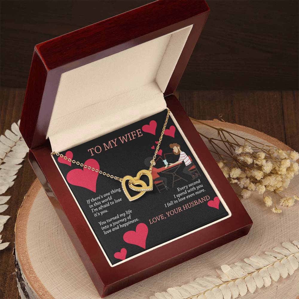 To My Wife - Interlocking Heart Necklace Interlocking Hearts Necklace