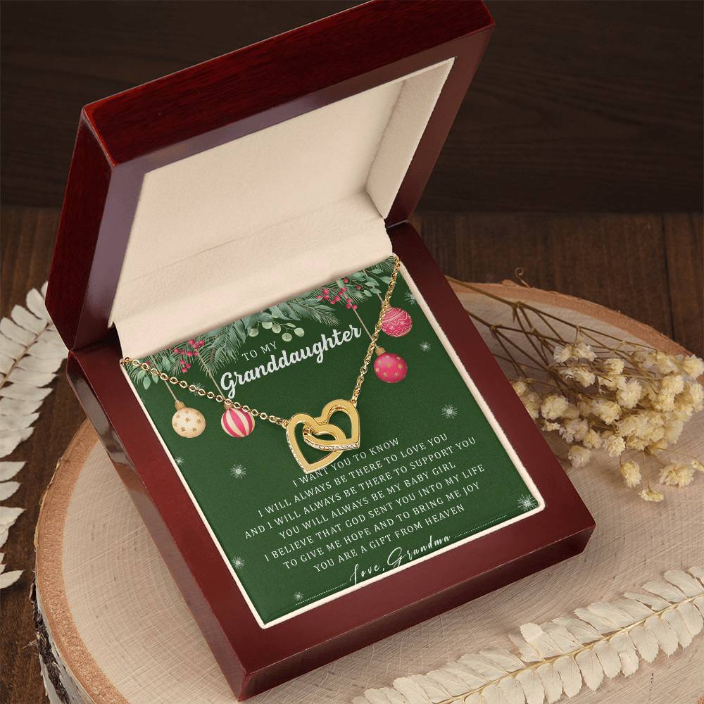To My Granddaughter Interlocking Hearts Necklace Message Card