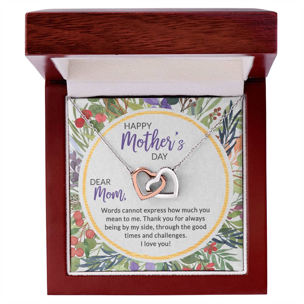 Mother'S Day Collection Interlocking Hearts Necklace - Floral Celebration !