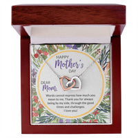 Mother'S Day Collection Interlocking Hearts Necklace - Floral Celebration !