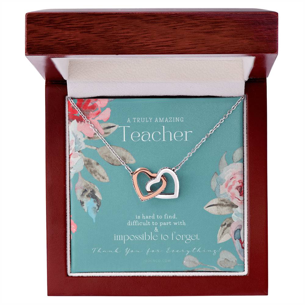 Teacher Gift Gift For Teacher Necklace A Truly Amazing Teacher Appreciation Gift Interlocking Hearts Necklace