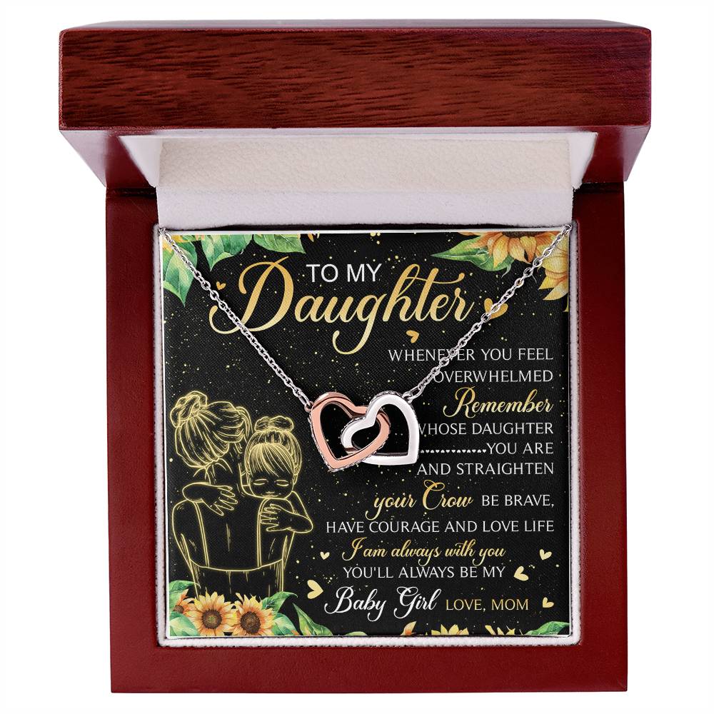 To My Daughter My Baby Girl Interlocking Hearts Necklace Birthday Message Card Gift From Mom