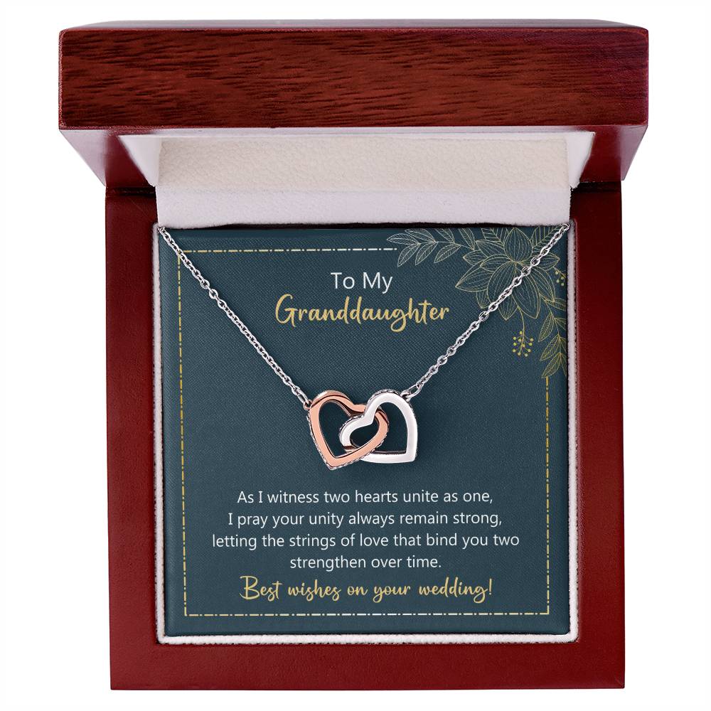To My Granddaughter Two Hearts Unite As One Necklace Interlocking Hearts Necklace
