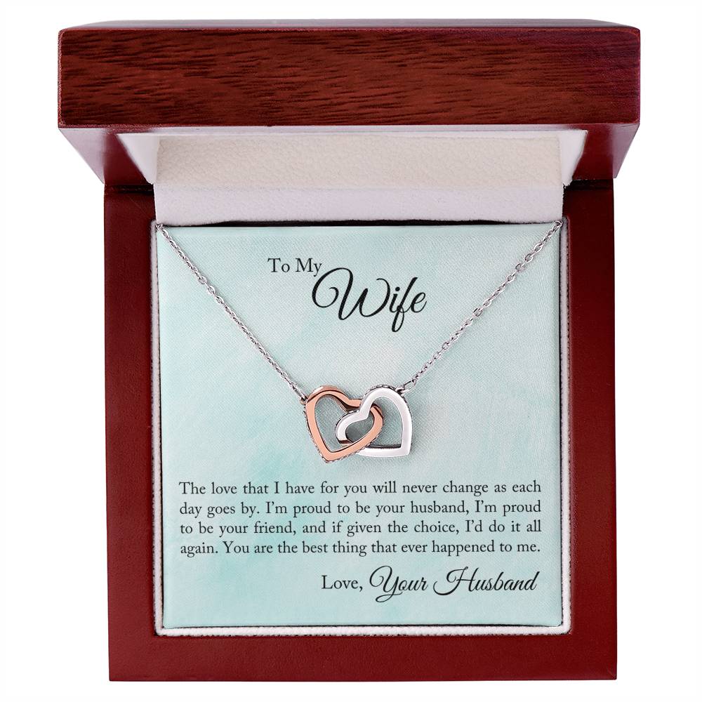 To My Wife - I'M Proud To Be Your Husband - Interlocking Heart Necklace Interlocking Hearts Necklace