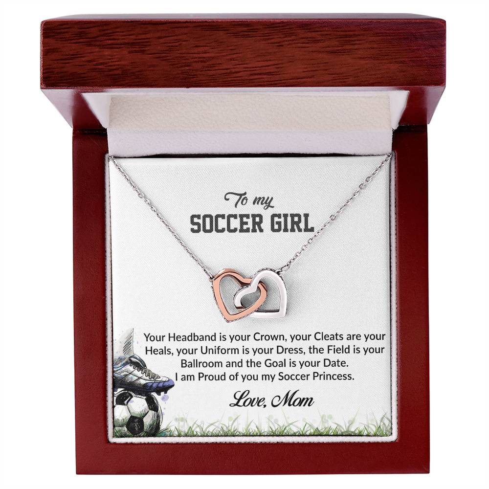 To My Soccer Girl - I Am Proud Of You Interlocking Hearts Necklace