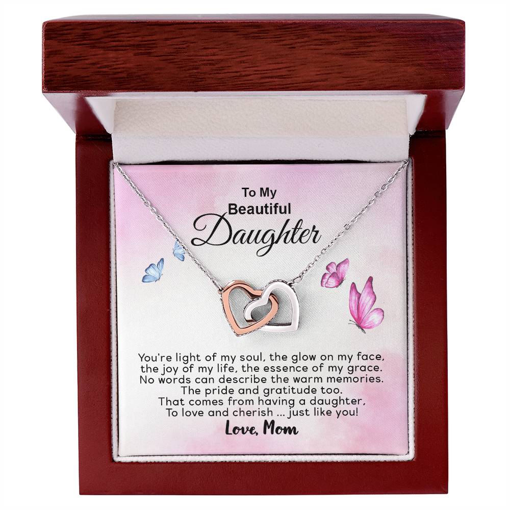 To My Beautiful Daughter - You'Re Joy Of My Life - Necklace Interlocking Hearts Necklace